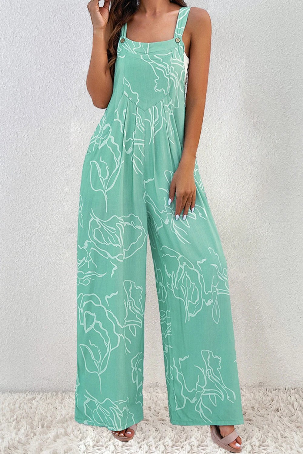 Printed Wide Strap Jumpsuit by Lady Ros