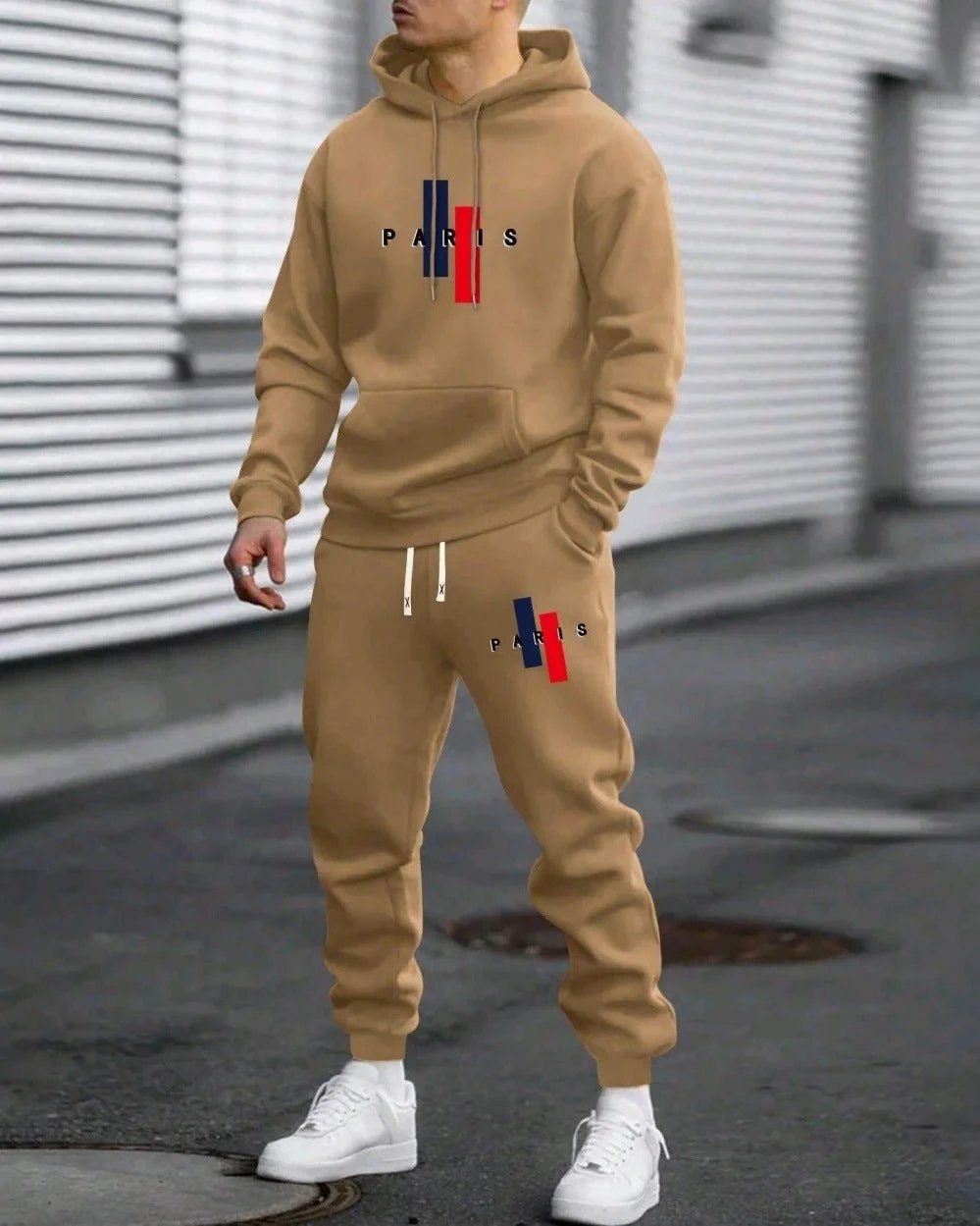 Men's Fashion Trendy Casual All-matching Hooded Sweatshirt And Sweatpants Suit by GJG Denim