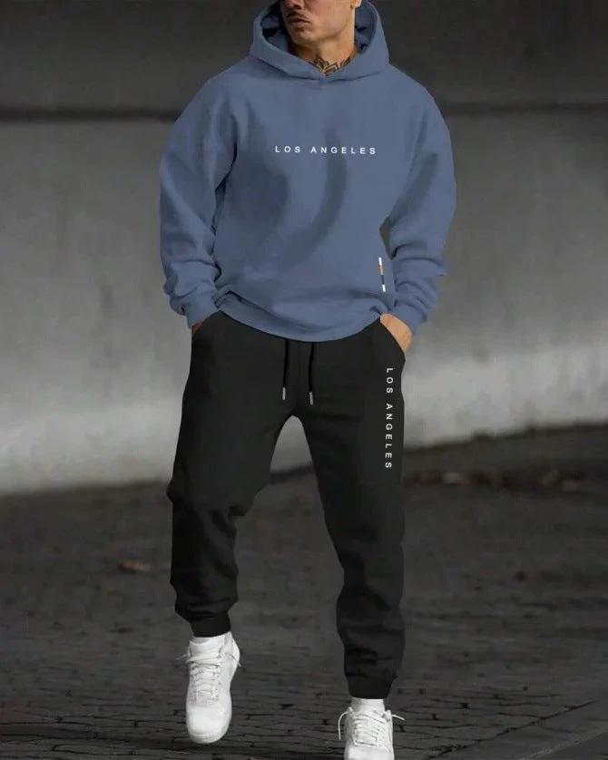 Men's Fashion Trendy Casual All-matching Hooded Sweatshirt And Sweatpants Suit by GJG Denim