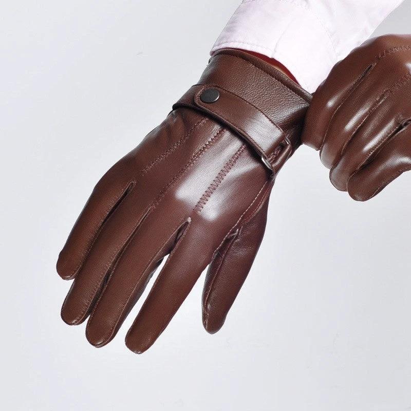 Men's Warm Faux Leather Gloves by GJG Denim