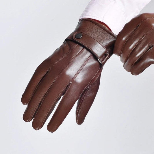Men's Warm Faux Leather Gloves by GJG Denim