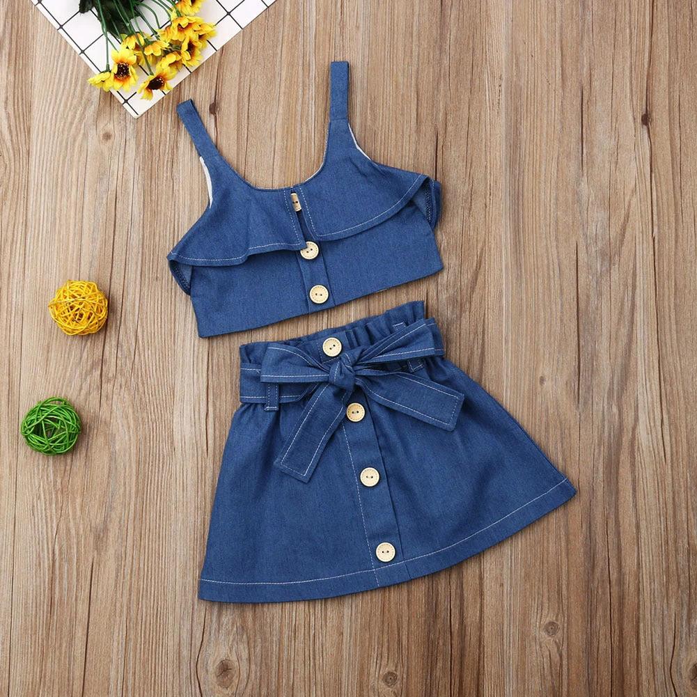 Children's clothing girls suspender skirt by GJG Denim