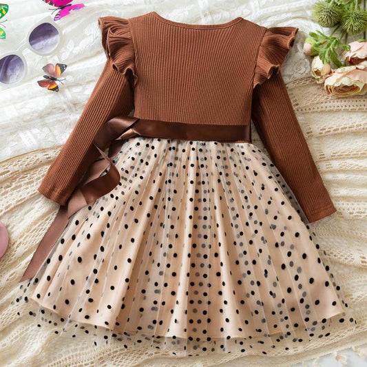 Long Sleeve Dress Dot Mesh Girl by GJG Denim