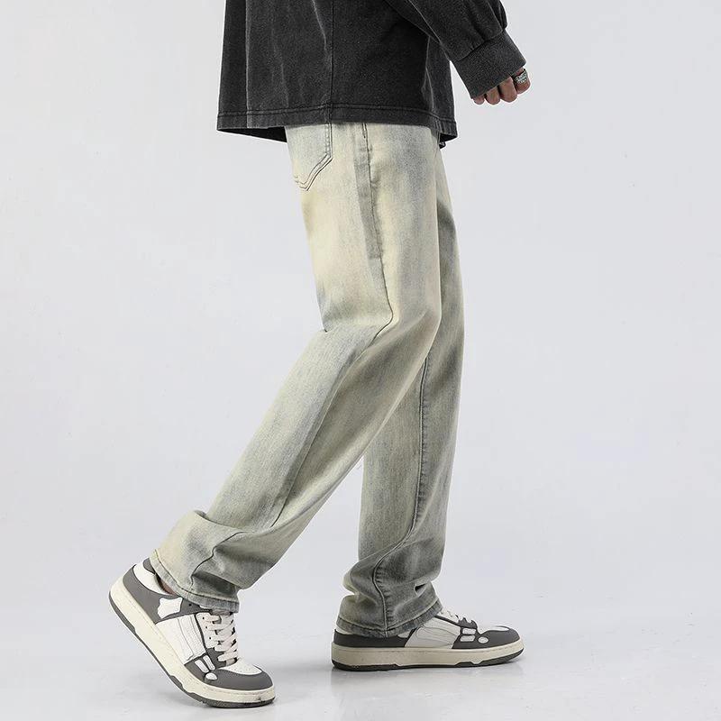 Men's Trendy Washed And Distressed Slim Straight Jeans by GJG Denim