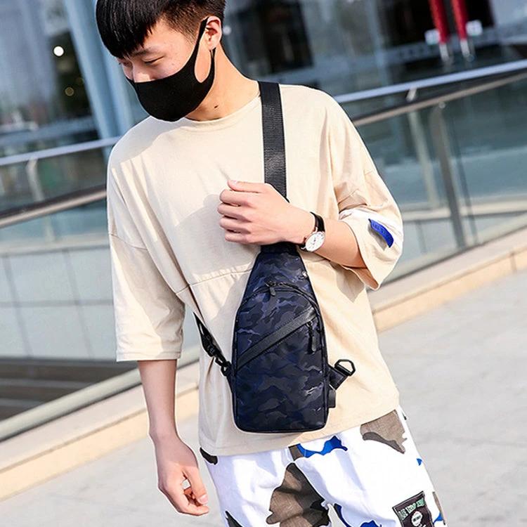 Men's Camouflage Chest Bags With Headphone Hole by GJG Denim
