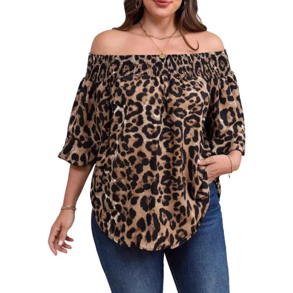 Womens Loose-fit Leopard-print Shirt by GJG Denim