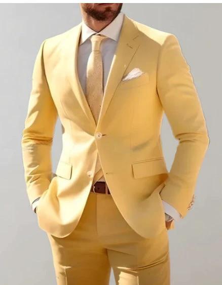 Men's Two-piece Double-breasted Suit by GJG Denim