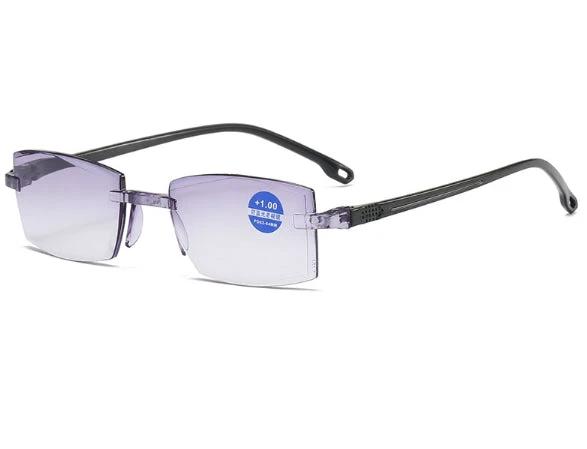 Men's Frameless Diamond Trimming Reading Glasses Anti-blue Light Film by GJG Denim