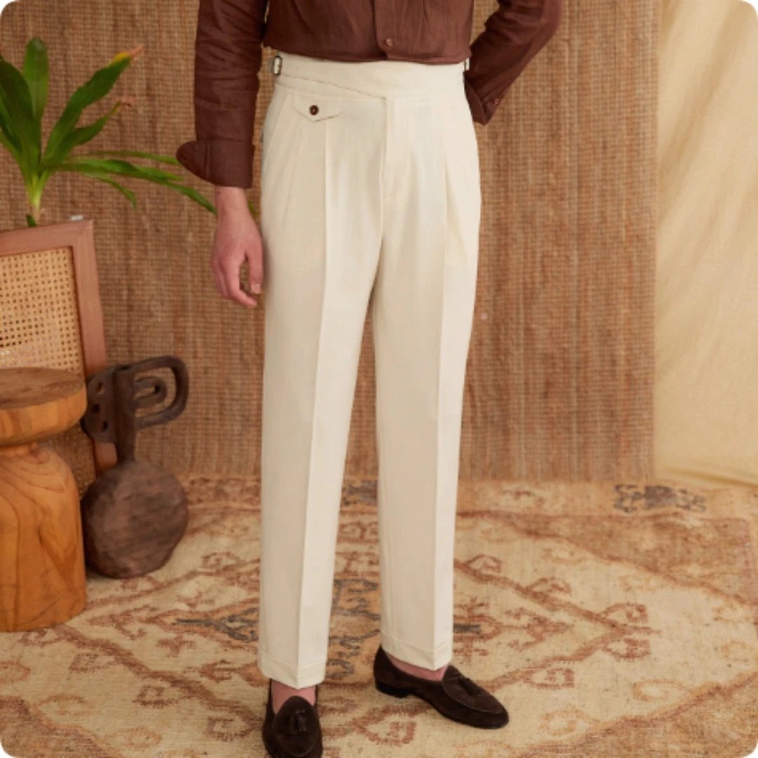 Men's Commuting Italian Style Business Wrinkle Resistant Casual Pants by GJG Denim