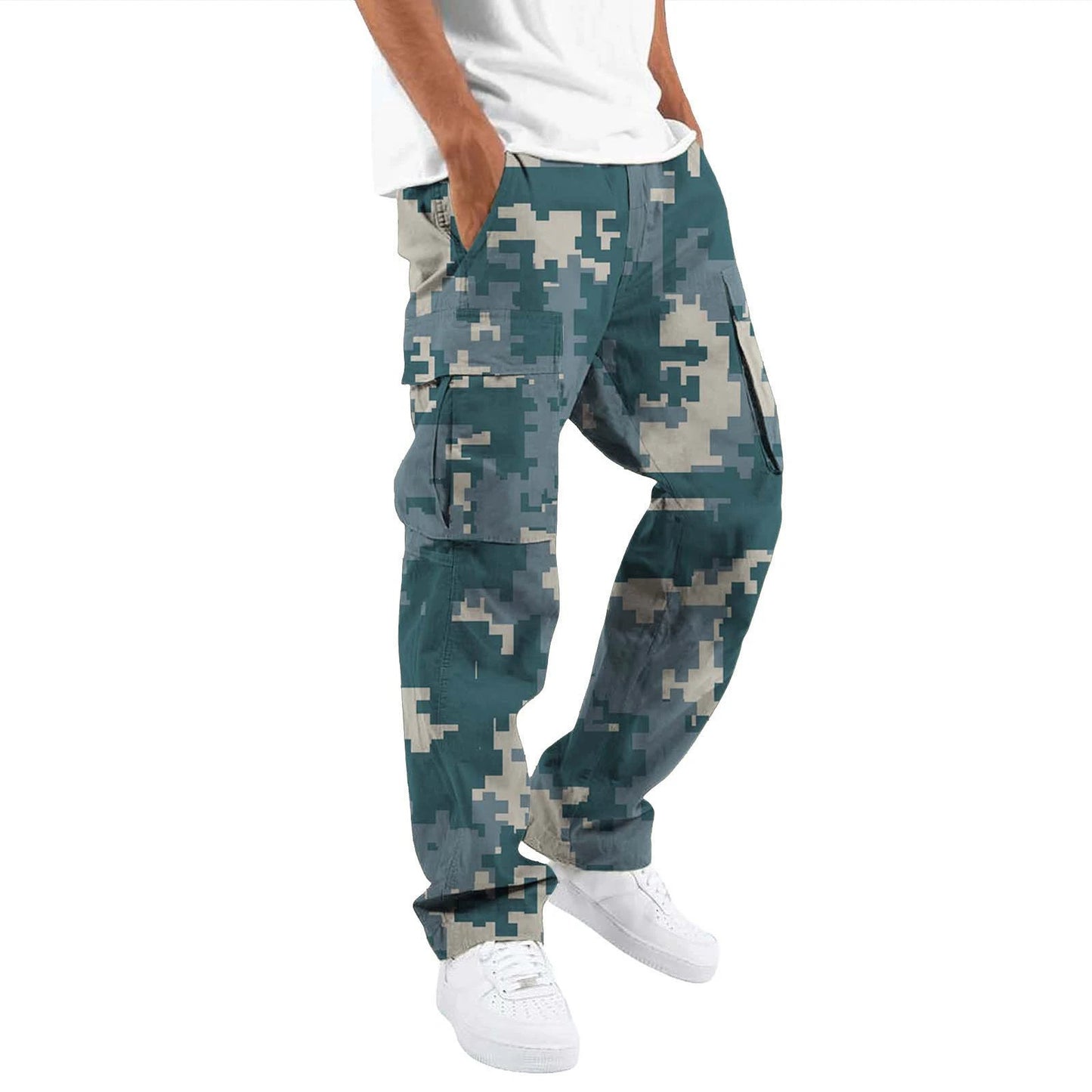 Fashion Camouflage cargo Men's Printing Fashion Outdoor Overalls Straight Rope Overalls Men's Clothing Men's Pants Casual by GJG Denim