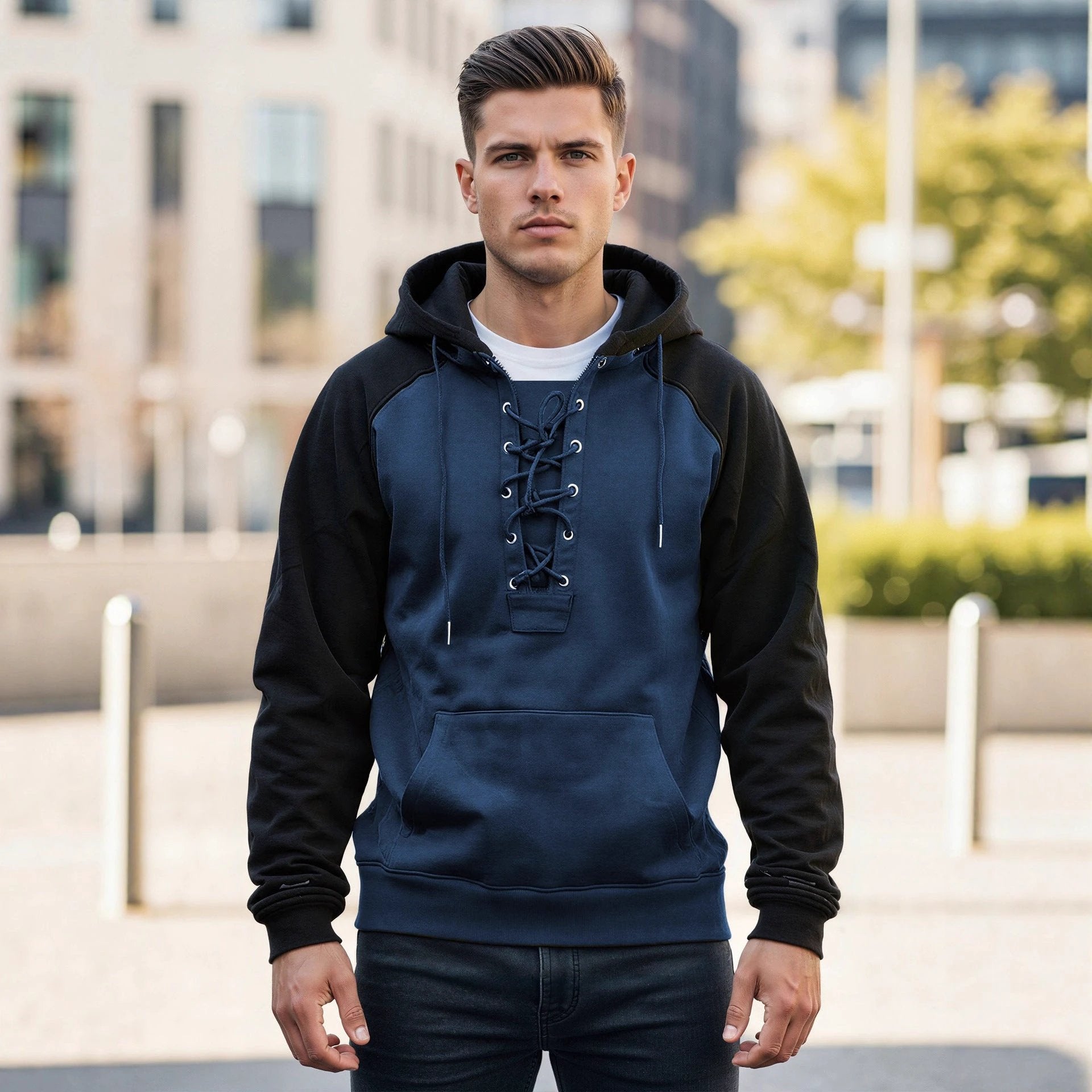 Men's Drawstring Hooded Sweatshirt by GJG Denim