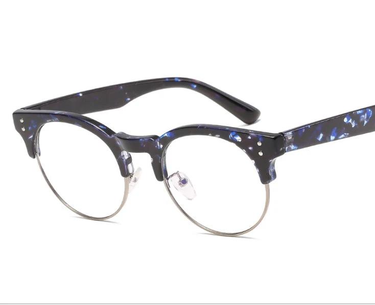 Men's Flat Mirror Glasses, With Retro Wood Grain Frame by GJG Denim