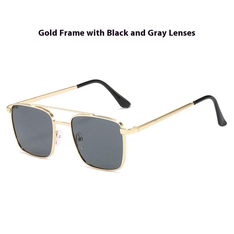 Men's Square Metal UV-proof Sunglasses by GJG Denim