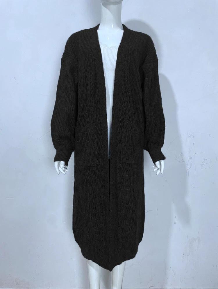 Women's Knitted Plus Size Long Cardigan w/ Pocket by GJG Denim
