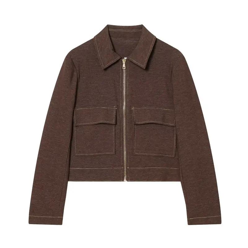 New Womens Clothing Lapel-collar Casual Short Jacket And Flared Pants by GJG Denim