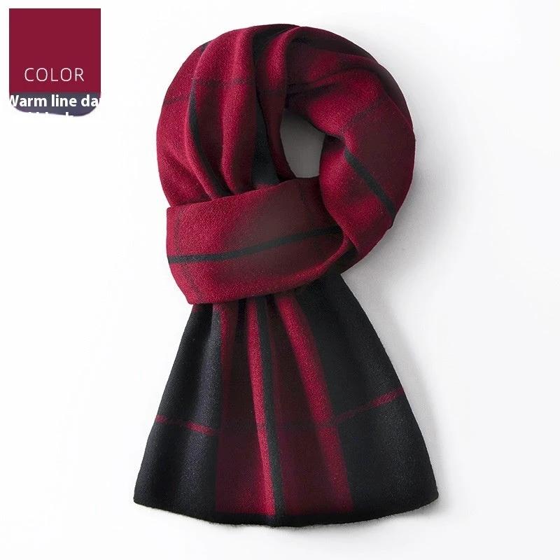 Men's Wool Winter Plaid Double-sided Scarf by GJG Denim