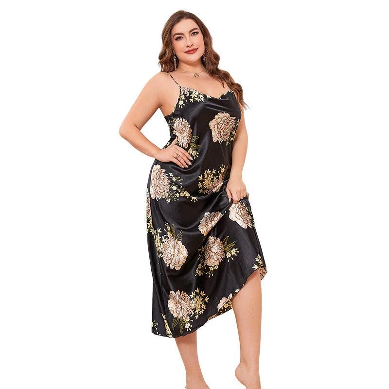 Plus-sized Plus Size Ice Silk Fashion Casual Pajamas by GJG Denim