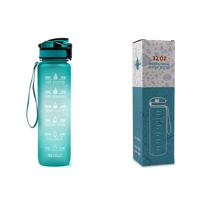 1L Tritan Water Bottle With Time Marker Bounce Cover Motivational Water Bottle Cycling Leakproof For Sports Fitness by GJG Denim