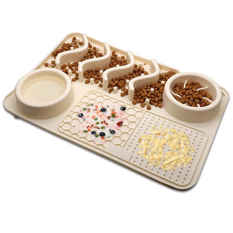 Dog Silicone Licking Pad Pet Licking Mat Silicone Smelling Mat Multifunctional Food Bowl Pets Supplies by GJG Denim