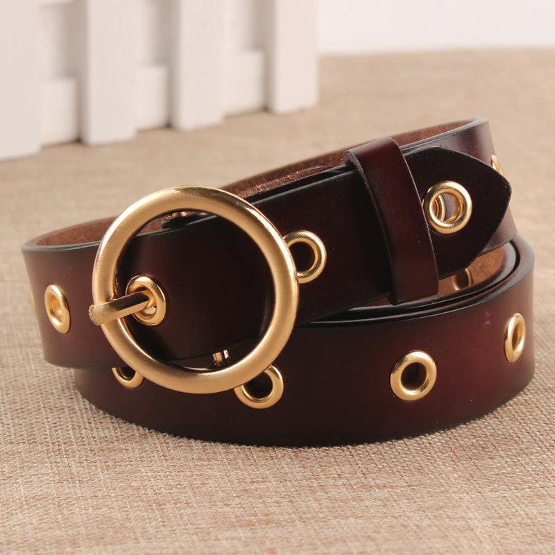 Classic Round Buckle No Hole Belt by GJG Denim