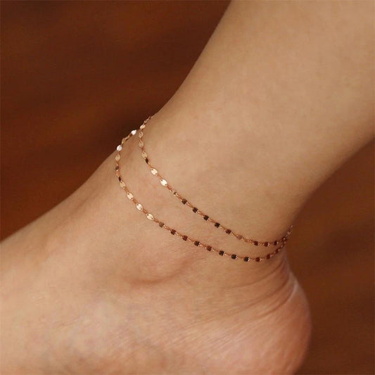 Simple Gold Plated Stainless Steel Anklets Lip Chain Anklet by GJG Denim