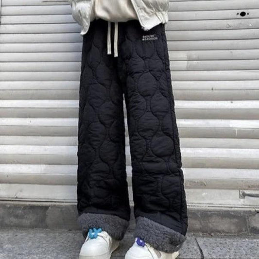 Winter Cotton-padded Waterproof Patchwork Lambskin Cotton Pants by GJG Denim