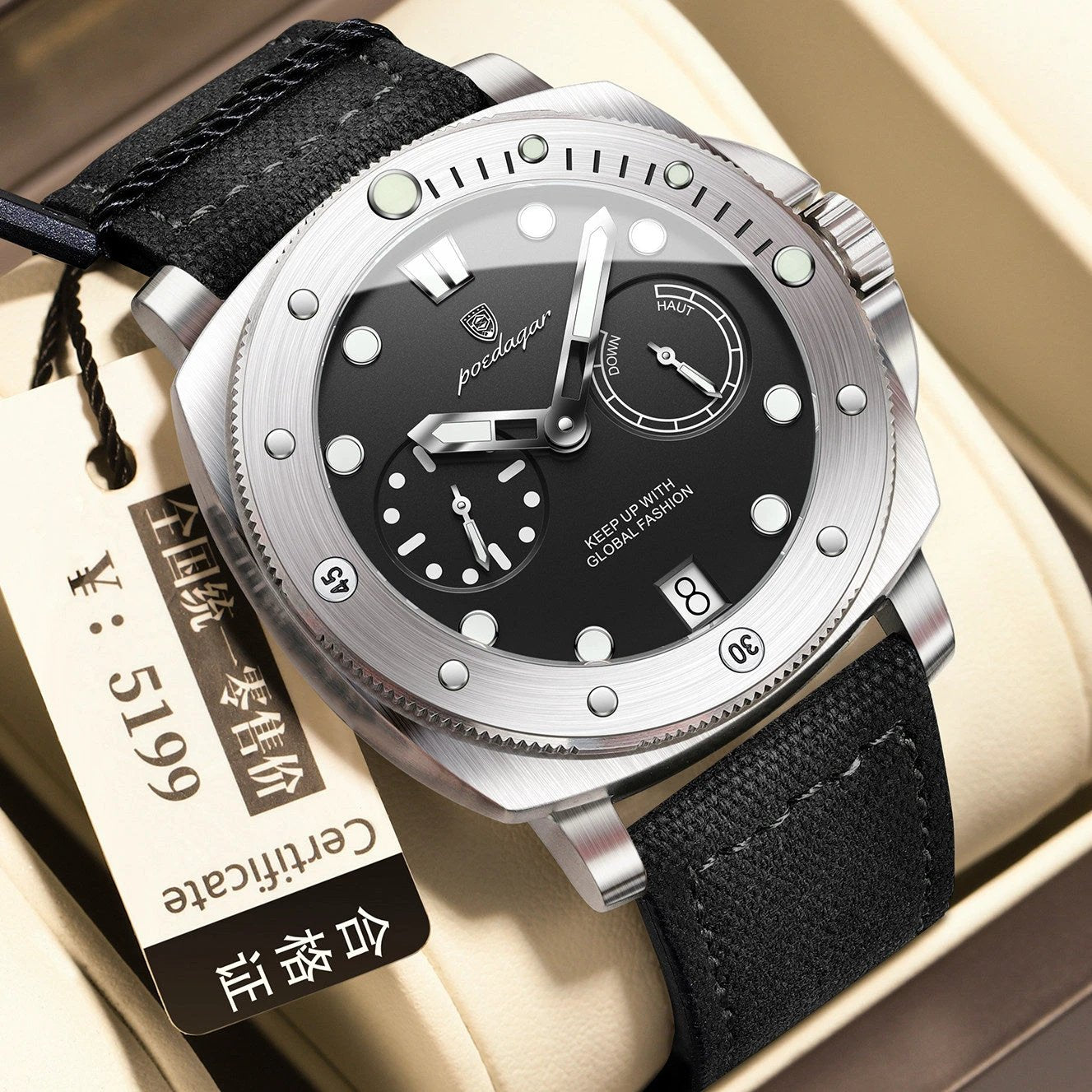 Stylish Multifunctional Waterproof Casual Trendy Luminous Men's Quartz Watch by GJG Denim