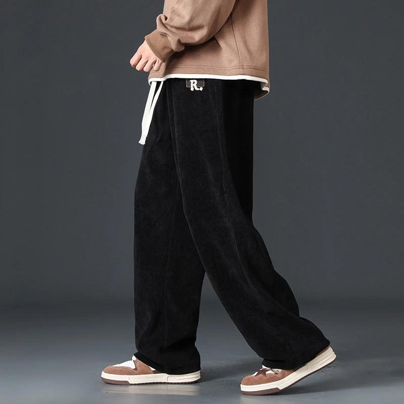 Men's Velvet Wide Leg Loose Sweatpants by GJG Denim