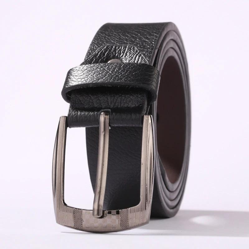 Men's Casual Leather Belt With A Pin Buckle by GJG Denim