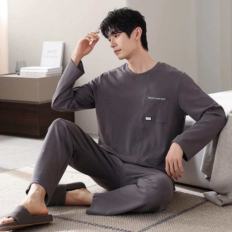Men's Cotton Long Sleeve Casual Pajamas by GJG Denim
