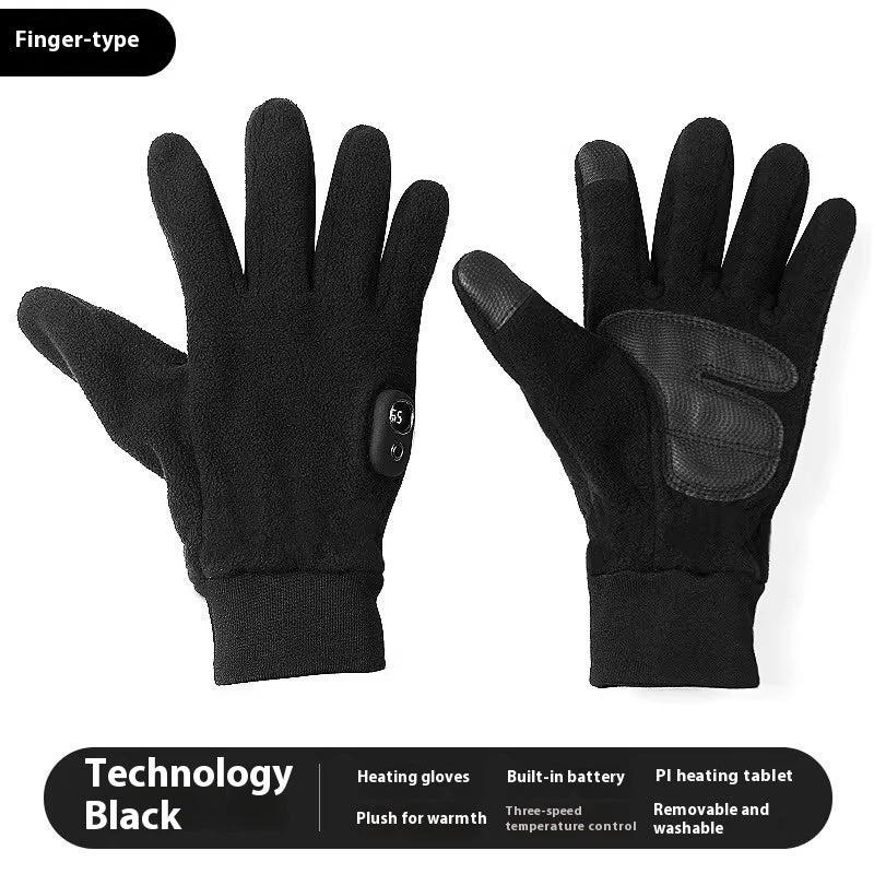 Men's Warm Thick Windproof Electric Heating Gloves by GJG Denim