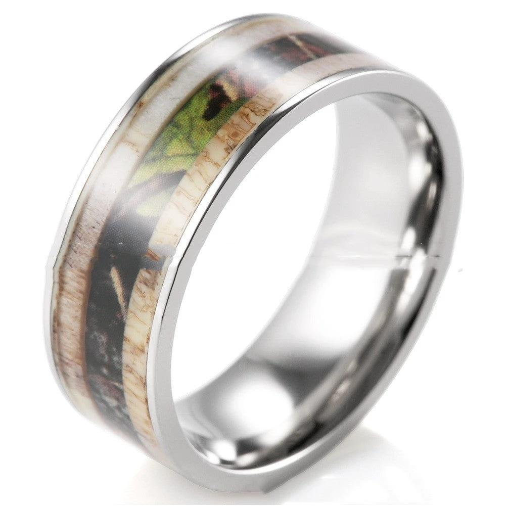 Outdoor Style Pure Titanium Inlaid Ring For Men by GJG Denim