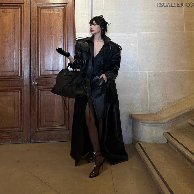 Autumn And Winter New Loose Cool Long Trench Coat by GJG Denim
