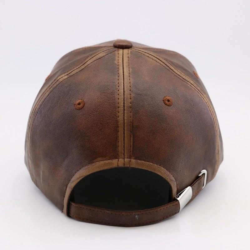 Washed And Worn PU Fashion Baseball Cap by GJG Denim