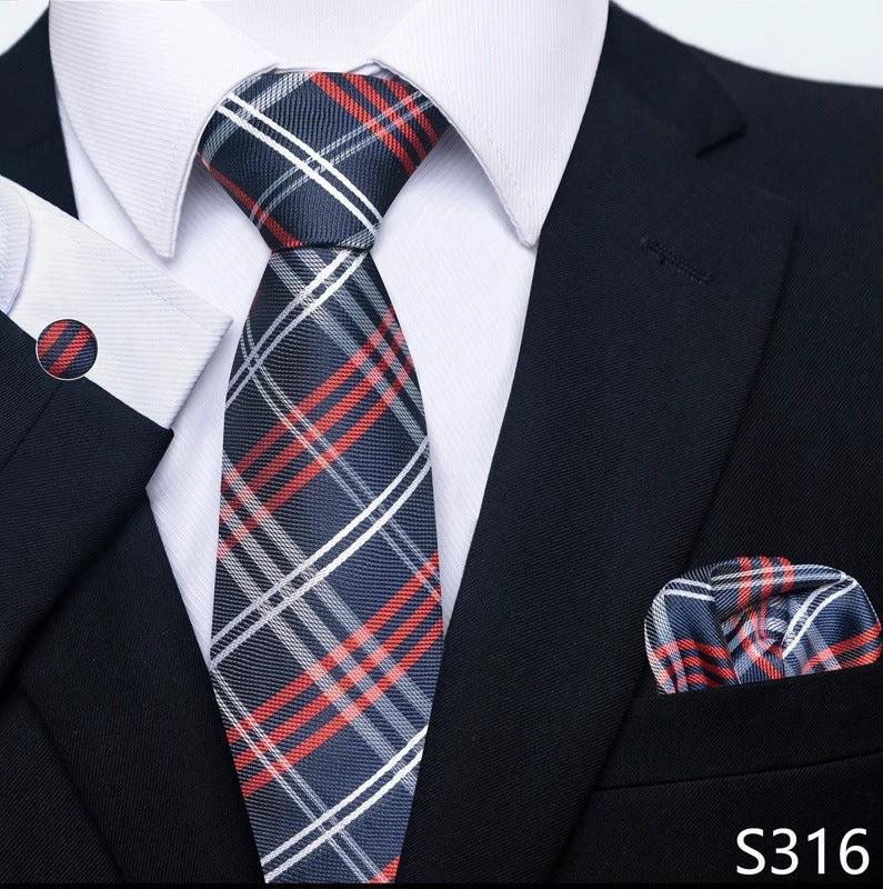 Men's Creative All-match Business Formal Wear Tie Scarf Cufflink Set by GJG Denim