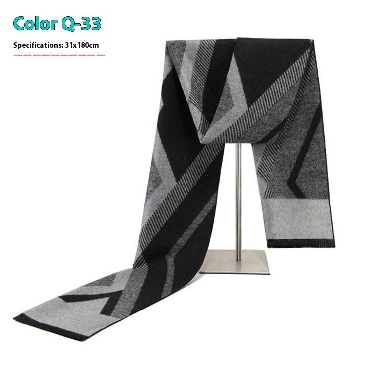 Men's Warm Cashmere-like Striped Scarf by GJG Denim