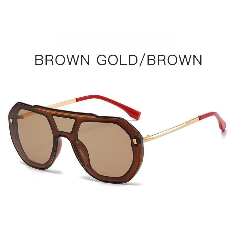 Large-frame Personalized Semi-metal One-piece Sunglasses For Men by GJG Denim