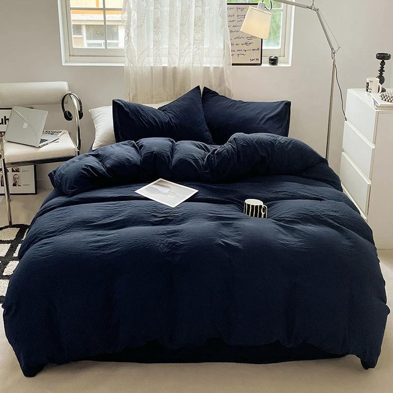 Solid Color Super Soft Washed Cotton Duvet Cover Four-piece Set by GJG Denim