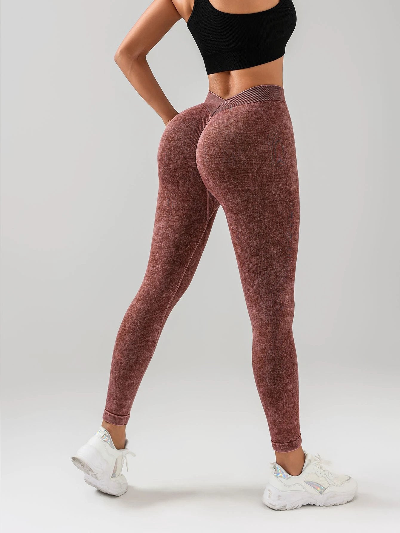 V-Back Scrunch Butt Workout Leggings, Women Seamless Gym Yoga Leggings High Waist Active Yoga Pants, Yoga Leggings High Waist Active Yoga Pants by GJG Denim