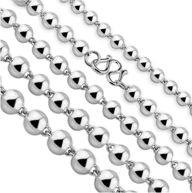 Men's Round Beads Silver Necklace by GJG Denim