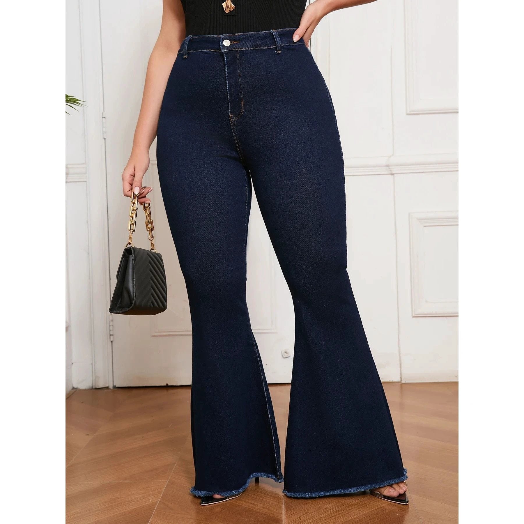 Curvy Fit High Waisted Flared Jeans For Women Plus Size Sret by GJG Denim