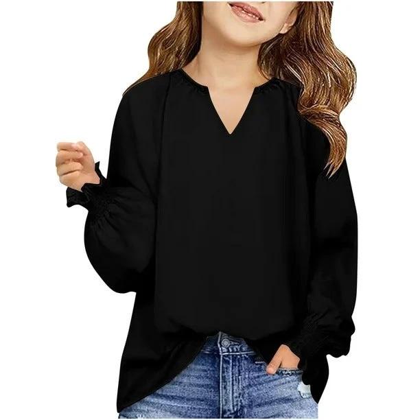 New Loose-fitting Solid Color Long Sleeves Children's Clothing Shirt by GJG Denim