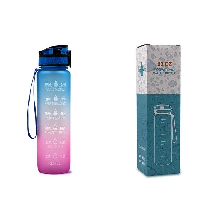 1L Tritan Water Bottle With Time Marker Bounce Cover Motivational Water Bottle Cycling Leakproof For Sports Fitness by GJG Denim