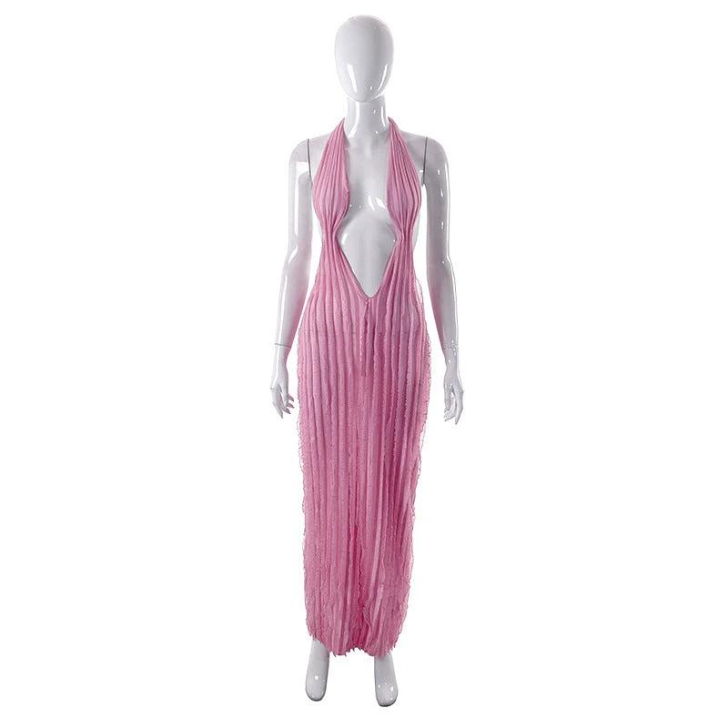 Women's Wave Pattern Chest Wrap Tied Dress by GJG Denim
