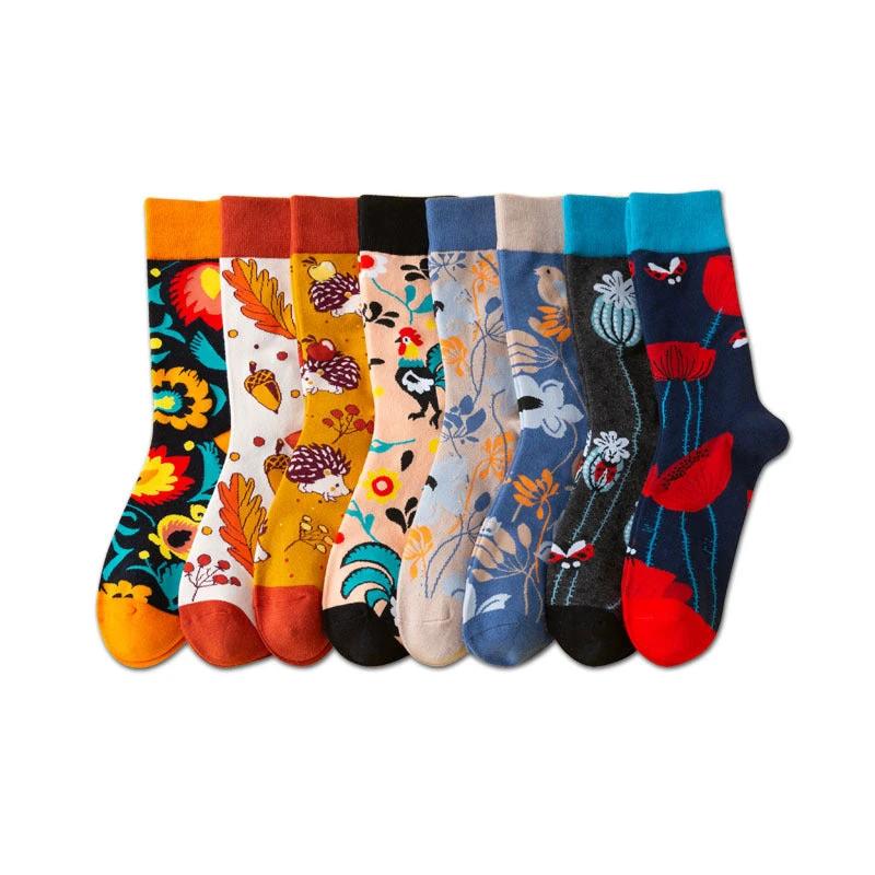 Men's Mid-calf Length Casual Cartoon Foot Socks by GJG Denim
