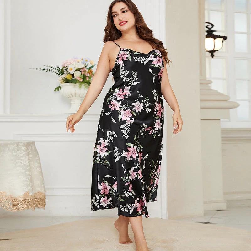 Plus-sized Plus Size Ice Silk Fashion Casual Pajamas by GJG Denim
