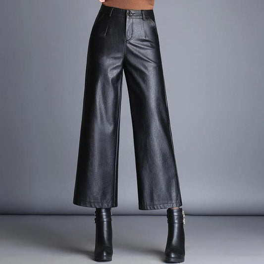 Fashion plus size loose women casual leather pants by GJG Denim