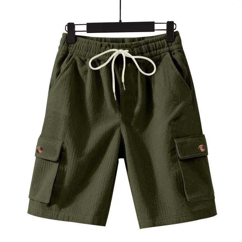 Men's Heavyweight Loose Casual Corduroy Shorts by GJG Denim