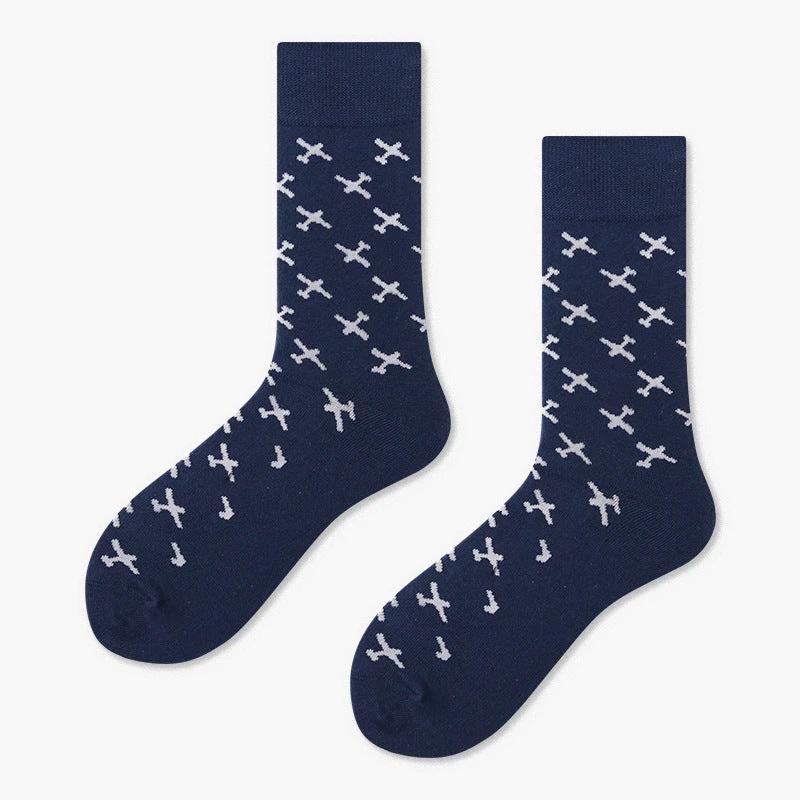 Men's Creative And Minimalist Printed Casual Breathable Mid Length Socks by GJG Denim