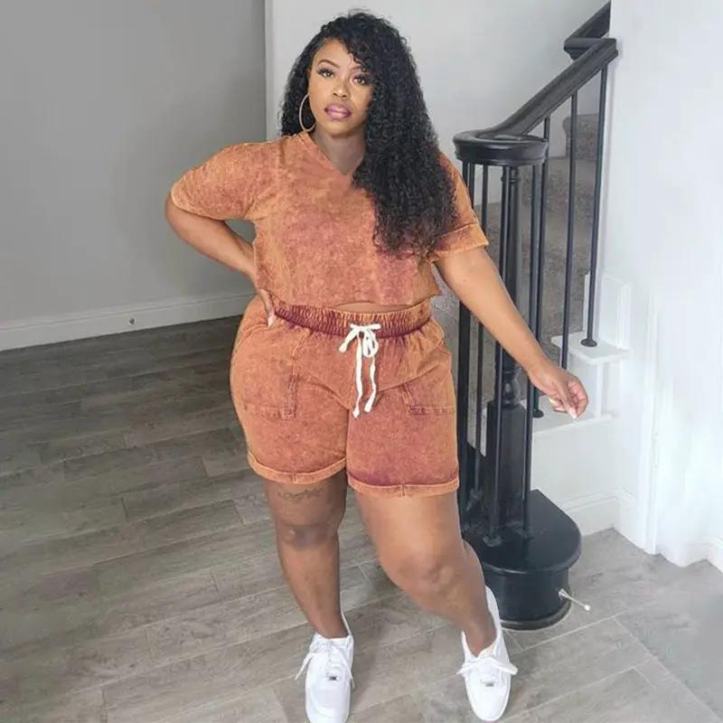 Women's Short Lace-Up Casual Shorts Set by GJG Denim